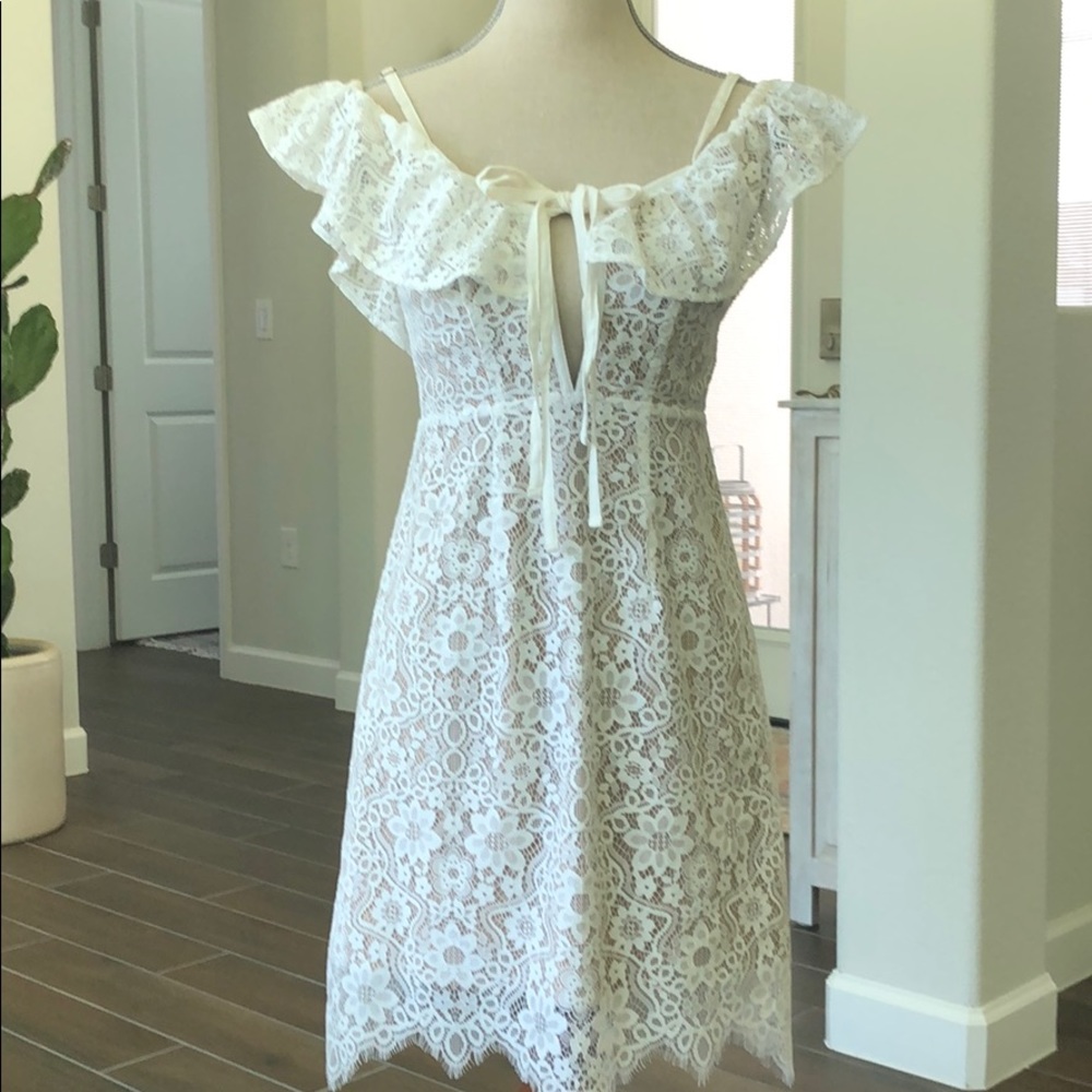 For Love and Lemons dress rosemary wedding bride mini floral white lace dress M - Picture 3 of 10